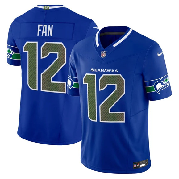 Men's Seattle Seahawks #12 Fan Royal 2025 F.U.S.E. “Rivalries” Vapor Untouchable Limited Stitched Football Jersey